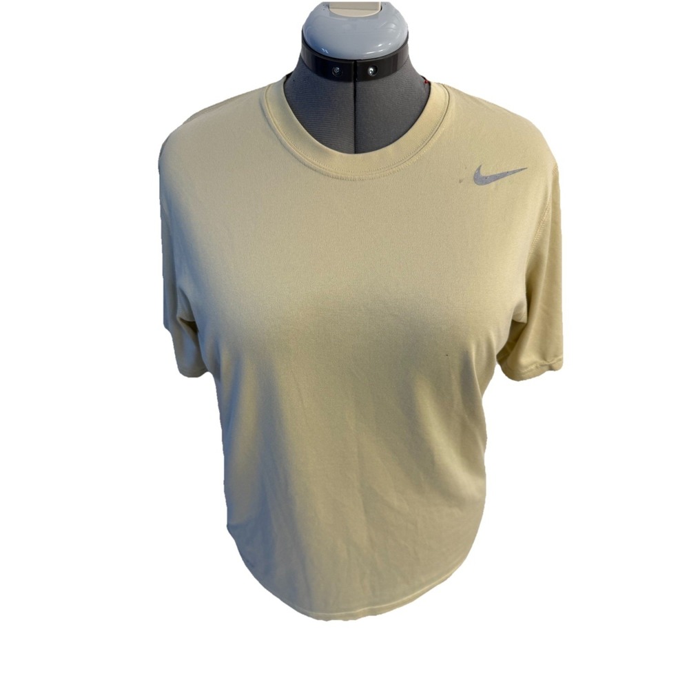 The Nike Tee Shirt Mens M Yellow Athletic Dri-Fit Short‎ Sleeve Crew Poly PTP22"